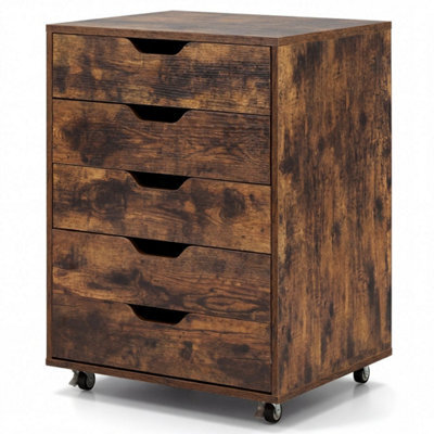 5 Drawer Chest Rolling Dresser Storage Cabinet W/lockable Wheels - image 1