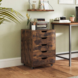 5 Drawer Chest Rolling Dresser Storage Cabinet W/lockable Wheels - thumbnail 3