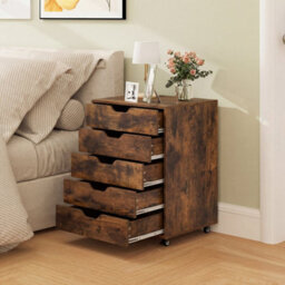 5 Drawer Chest Rolling Dresser Storage Cabinet W/lockable Wheels - thumbnail 5