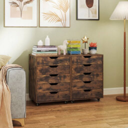 5 Drawer Chest Rolling Dresser Storage Cabinet W/lockable Wheels - thumbnail 6