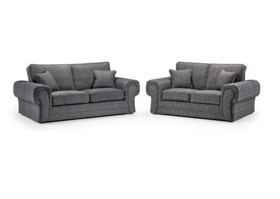 Wilcot Lisbon Fabric 3+ 2 Seater Sofa Set Grey - image 1