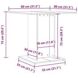 Berkfield Durable Dining Table Concrete Grey 80X80X75 Cm Engineered Wood - thumbnail 6