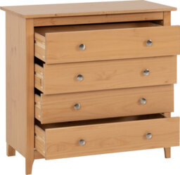 Seconique Oslo 4 Drawer Chest In Pine Finish Metal Handles - thumbnail 4
