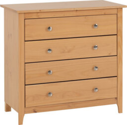 Seconique Oslo 4 Drawer Chest In Pine Finish Metal Handles - thumbnail 2