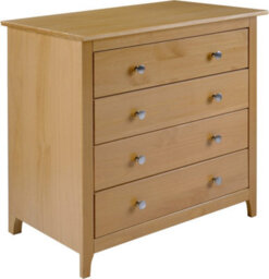 Seconique Oslo 4 Drawer Chest In Pine Finish Metal Handles