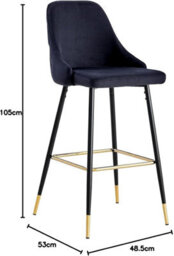 Hygrad Built to Survive Velvet Bar Stools Set Of 2 Breakfast Chairs Backrest, Counter Chairs High Stools For Kitchen Island/home Upholstered Seat - thumbnail 3