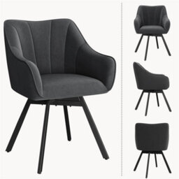 Yaheetech Swivel Dining Chair With Armrests And Backrest - Dark Gray - thumbnail 5