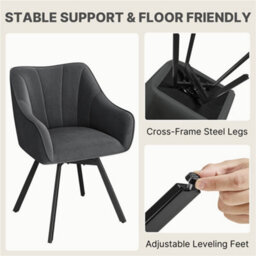 Yaheetech Swivel Dining Chair With Armrests And Backrest - Dark Gray - thumbnail 6