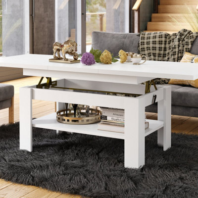 Heze Furniture Runa 2 In 1 Extending Coffee / Dining Table 130-170Cm - White - image 1