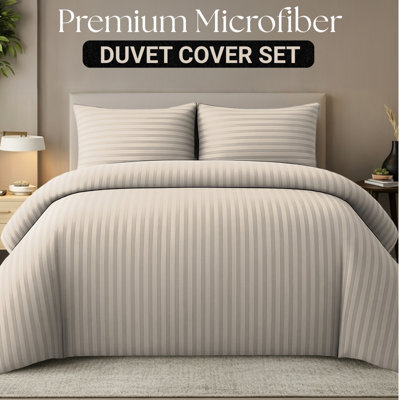 Lazzaro Elegant Satin Stripe Single Duvet Cover Set Soft Microfiber Hotel Style Hypoallergenic Bedding Sets - image 1