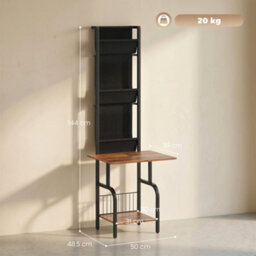 Homcom Vinyl Record Player Stand With Oxford Pockets Rustic Brown And Black - thumbnail 3