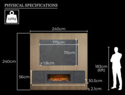 Acantha Orion Xo Electric Floating Media Wall Suite In Slate Effect With Tv Board & Natural Oak Wall Panels - thumbnail 5