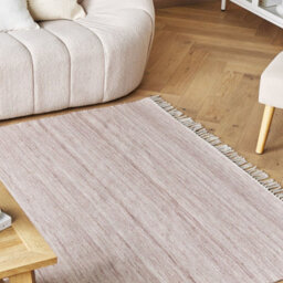 Beliani Recycled Pet Outdoor Rug, Light Red, 160 X 230 Cm With Fringe - thumbnail 2