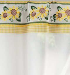 "Tyrone Textiles Keswick Yellow Floral Embroidery Window Set With Matching Tie Backs -  98X48"" (249X122Cm)" - thumbnail 3