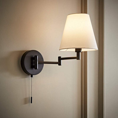 Valuelights Sonia Matte Black Swing Arm Wall Light With Tapered Shade - image 1