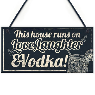 Red Ocean Fun Laughter Vodka Kitchen Plaque Home Bar Pub Sign Friend Gift For Women - image 1