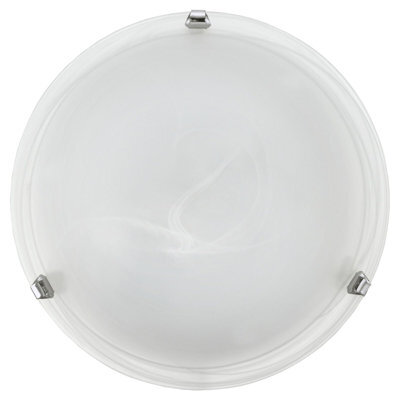 Elegant Wall Flush Ceiling Light With Chrome Shade And Alabaster Glass For E27 Bulbs - image 1