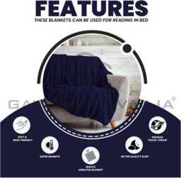 Gc Gaveno Cavailia Fluffy Pop Throw 150X200Cm Navy Lightweight Honeycomb Blanket For Bed Settee Throws For Sofas Couch Chair - thumbnail 4