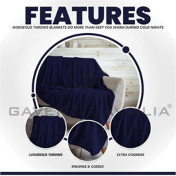 Gc Gaveno Cavailia Fluffy Pop Throw 150X200Cm Navy Lightweight Honeycomb Blanket For Bed Settee Throws For Sofas Couch Chair - thumbnail 3