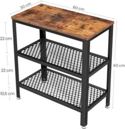 Songmics Side Table, Console Table, 2 Shelves Mesh Shelves, For Hallway, Living Room, Bedroom, Office, Rustic Brown - thumbnail 2