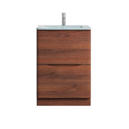 Plum&clay Eden Redwood Floorstanding Vanity Unit With White Glass Basin (W)600mm - thumbnail 5