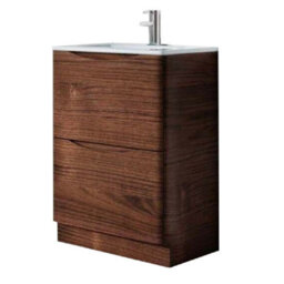 Plum&clay Eden Redwood Floorstanding Vanity Unit With White Glass Basin (W)600mm