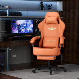 Luckracer Gaming Chair, Ergonomic Computer Chair With Footrest And Lumbar Support Height Adjustable Home Office, Orange - thumbnail 2
