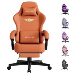 Gtplayer Gaming Chair, Ergonomic Computer Chair With Footrest And Lumbar Support Height Adjustable Home Office, Orange