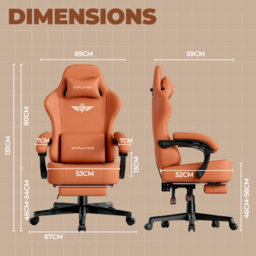 Luckracer Gaming Chair, Ergonomic Computer Chair With Footrest And Lumbar Support Height Adjustable Home Office, Orange - thumbnail 4