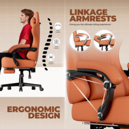Luckracer Gaming Chair, Ergonomic Computer Chair With Footrest And Lumbar Support Height Adjustable Home Office, Orange - thumbnail 8