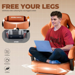 Luckracer Gaming Chair, Ergonomic Computer Chair With Footrest And Lumbar Support Height Adjustable Home Office, Orange - thumbnail 9