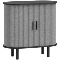 Wyld Haus Rafa Vela Grey Tambour Sideboard - Fluted Sliding Doors, Wooden Legs, 80Cm - thumbnail 2