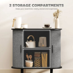Wyld Haus Rafa Vela Grey Tambour Sideboard - Fluted Sliding Doors, Wooden Legs, 80Cm - thumbnail 6