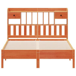 Berkfield Bookcase Bed Without Mattress Wax Brown 135X190 Cm Double Solid Wood Pine - thumbnail 4