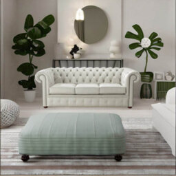 Chesterfield 3 Seater Shelly Cottonseed Leather Sofa Bespoke In Classic Style - thumbnail 3