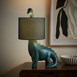 Valuelights Kids Green Dinosaur Bedside Table Lamp With Drum Shade And Bulb - thumbnail 5