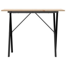 Berkfield Dining Table X-Frame 100X50X75 Cm Solid Wood Pine And Steel - thumbnail 4