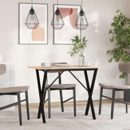 Berkfield Dining Table X-Frame 100X50X75 Cm Solid Wood Pine And Steel - thumbnail 3