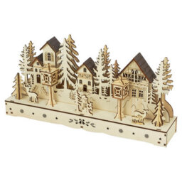 Urbn-Living Urbnliving 30Cm Wooden Led Light-Up Winter Village Christmas Scene Ornament - thumbnail 6