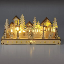 Urbn-Living Urbnliving 30Cm Wooden Led Light-Up Winter Village Christmas Scene Ornament - thumbnail 4