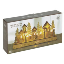 Urbn-Living Urbnliving 30Cm Wooden Led Light-Up Winter Village Christmas Scene Ornament - thumbnail 8