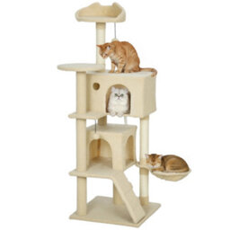 Pawhut 140Cm Cat Tree Tower With Sisal Scratching Posts, Condos, Beige - thumbnail 2