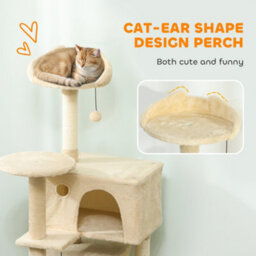 Pawhut 140Cm Cat Tree Tower With Sisal Scratching Posts, Condos, Beige - thumbnail 5