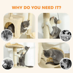 Pawhut 140Cm Cat Tree Tower With Sisal Scratching Posts, Condos, Beige - thumbnail 8