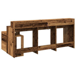 Berkfield Desk With Led Lights Old Wood 200X104X91 Cm Engineered Wood - thumbnail 8