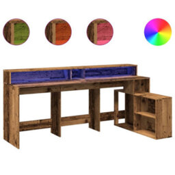 Berkfield Desk With Led Lights Old Wood 200X104X91 Cm Engineered Wood - thumbnail 2