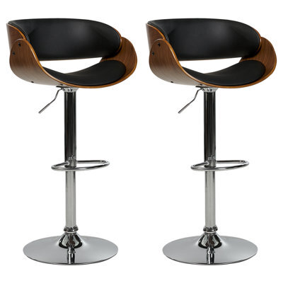 Beliani Set Of 2 Bar Chairs Baku Faux Leather Swivel Black - image 1