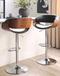 Beliani Set Of 2 Bar Chairs Baku Faux Leather Swivel Black - thumbnail 2