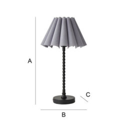Valuelights Maeve Grey Scallop Pleated Tapered Shade Matte Black Bobbin Bobble Table Lamp - thumbnail 7