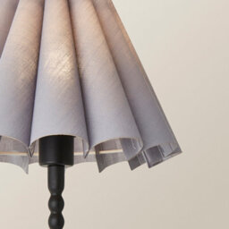Valuelights Maeve Grey Scallop Pleated Tapered Shade Matte Black Bobbin Bobble Table Lamp - thumbnail 3